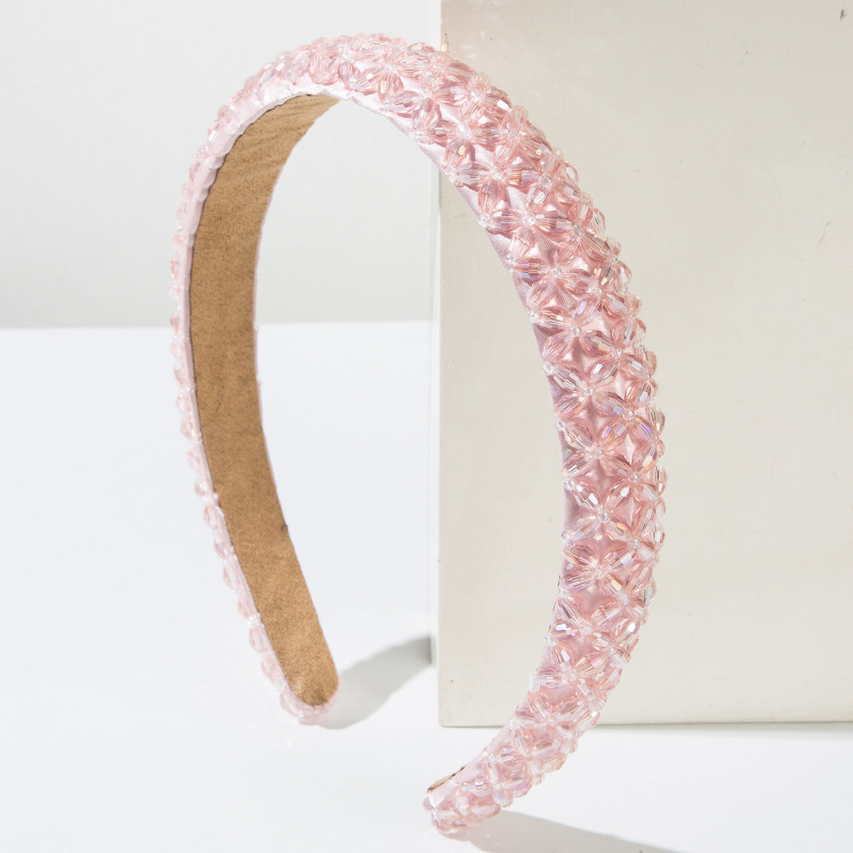 Wholesale Braided crystal beaded headband with thin edges
